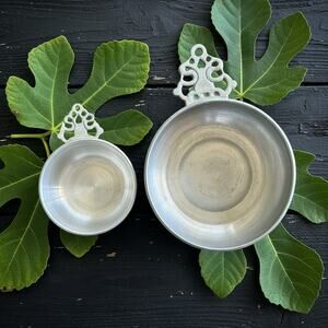 Vintage Woodbury Pewter Porringers Set-Colonial Style Bowls-Farmhouse-Primitive